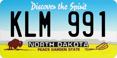 ND license plate KLM991