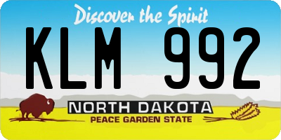 ND license plate KLM992