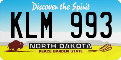 ND license plate KLM993