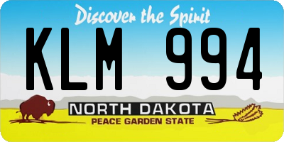 ND license plate KLM994
