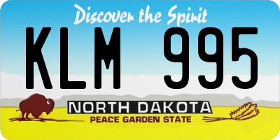 ND license plate KLM995