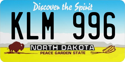 ND license plate KLM996