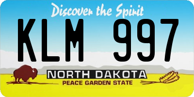 ND license plate KLM997