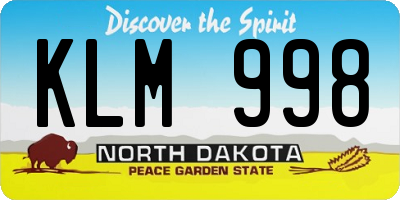 ND license plate KLM998