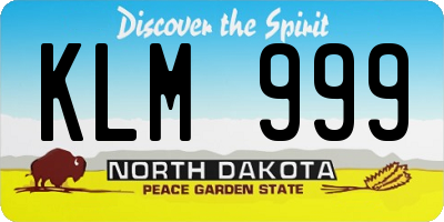 ND license plate KLM999