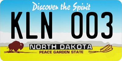 ND license plate KLN003