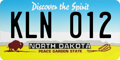 ND license plate KLN012
