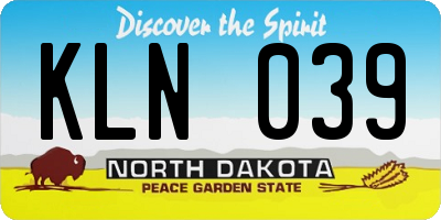 ND license plate KLN039