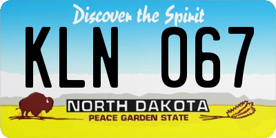 ND license plate KLN067