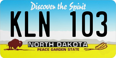 ND license plate KLN103