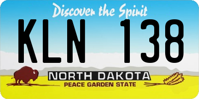 ND license plate KLN138