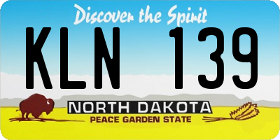ND license plate KLN139