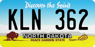 ND license plate KLN362