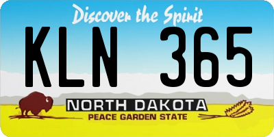 ND license plate KLN365