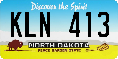 ND license plate KLN413