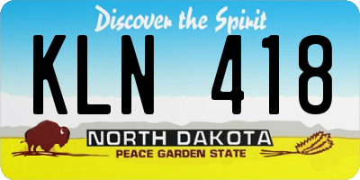 ND license plate KLN418