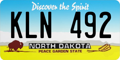 ND license plate KLN492
