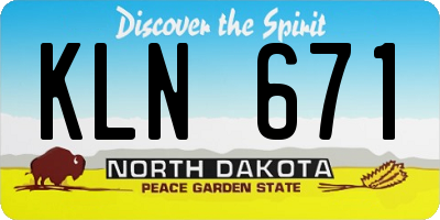 ND license plate KLN671