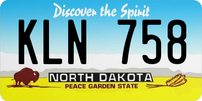 ND license plate KLN758