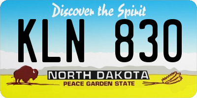 ND license plate KLN830