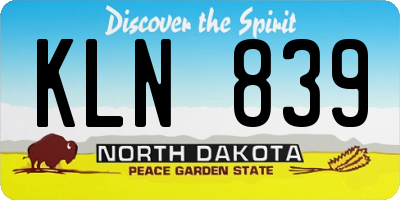 ND license plate KLN839