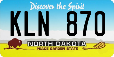ND license plate KLN870