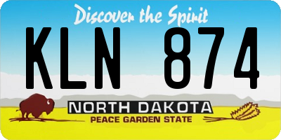 ND license plate KLN874