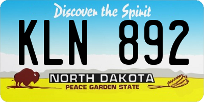 ND license plate KLN892