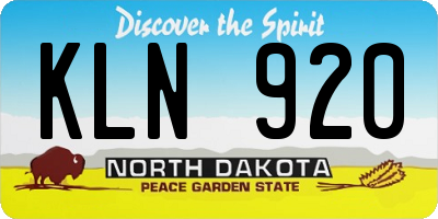 ND license plate KLN920
