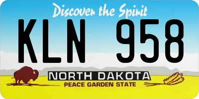 ND license plate KLN958