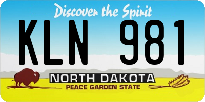 ND license plate KLN981