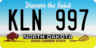 ND license plate KLN997