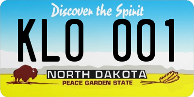 ND license plate KLO001