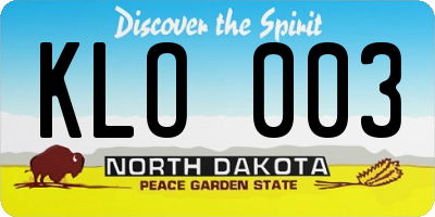 ND license plate KLO003