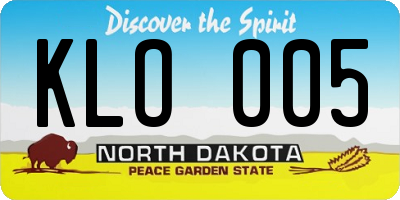 ND license plate KLO005