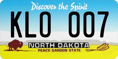 ND license plate KLO007