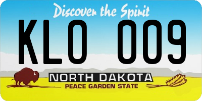 ND license plate KLO009