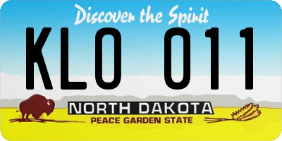 ND license plate KLO011