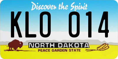 ND license plate KLO014