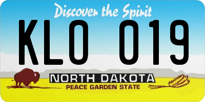ND license plate KLO019