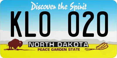 ND license plate KLO020