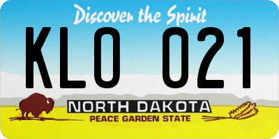 ND license plate KLO021