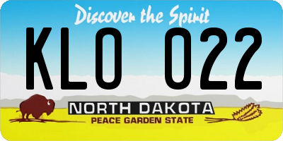 ND license plate KLO022