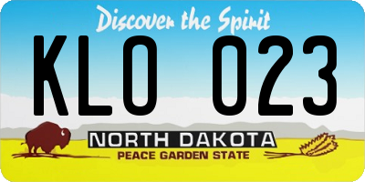 ND license plate KLO023