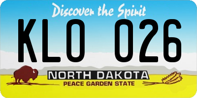 ND license plate KLO026