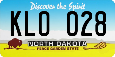 ND license plate KLO028