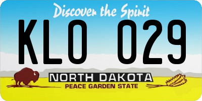 ND license plate KLO029