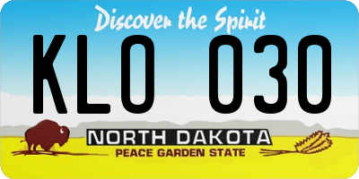 ND license plate KLO030