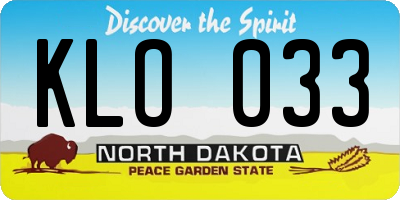 ND license plate KLO033