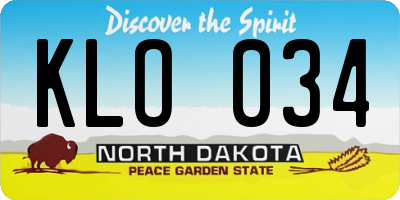 ND license plate KLO034